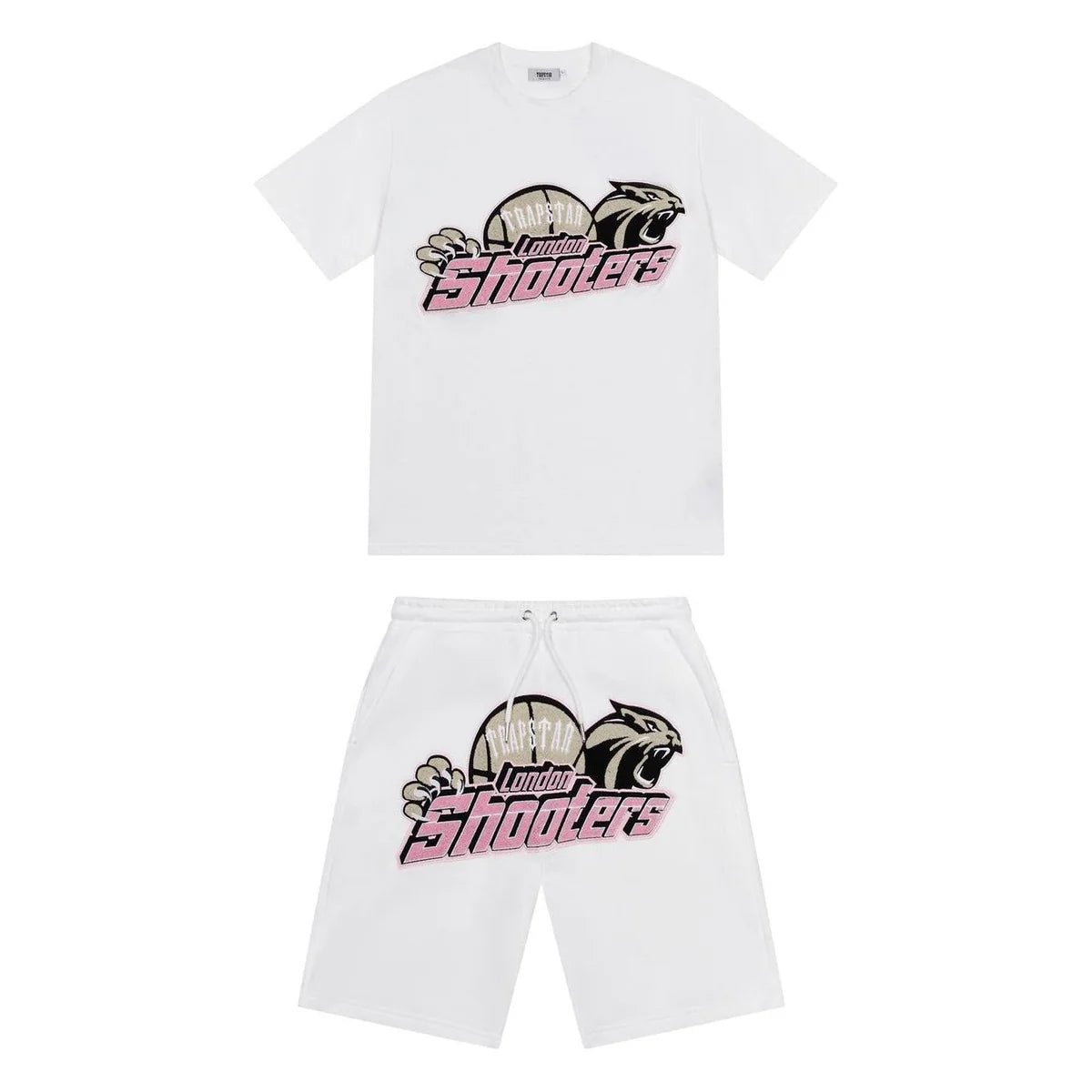 Trapstar Shooters Chenille Short Set - White/Pink