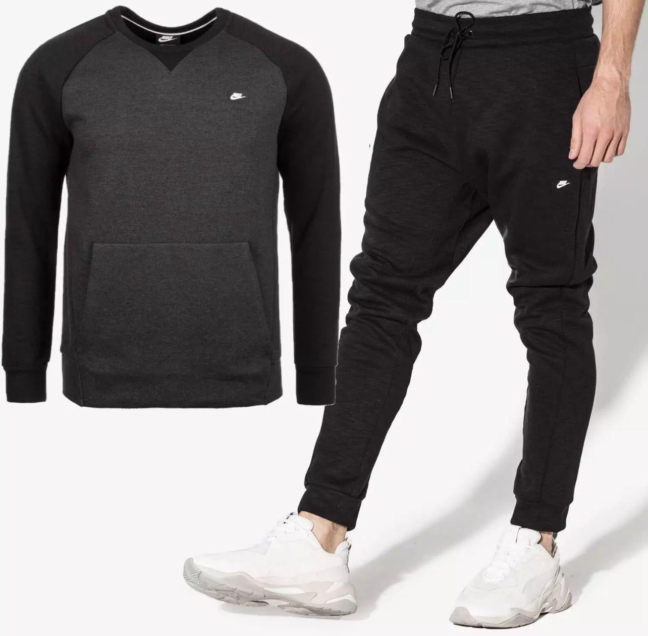 Nike Optic Crew Neck Tracksuit Black/Grey