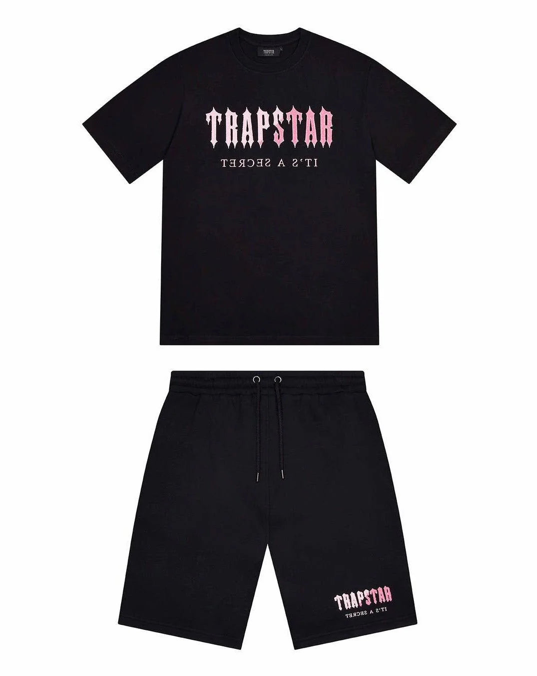 Trapstar Chenille Decoded Short Set - Black/Pink