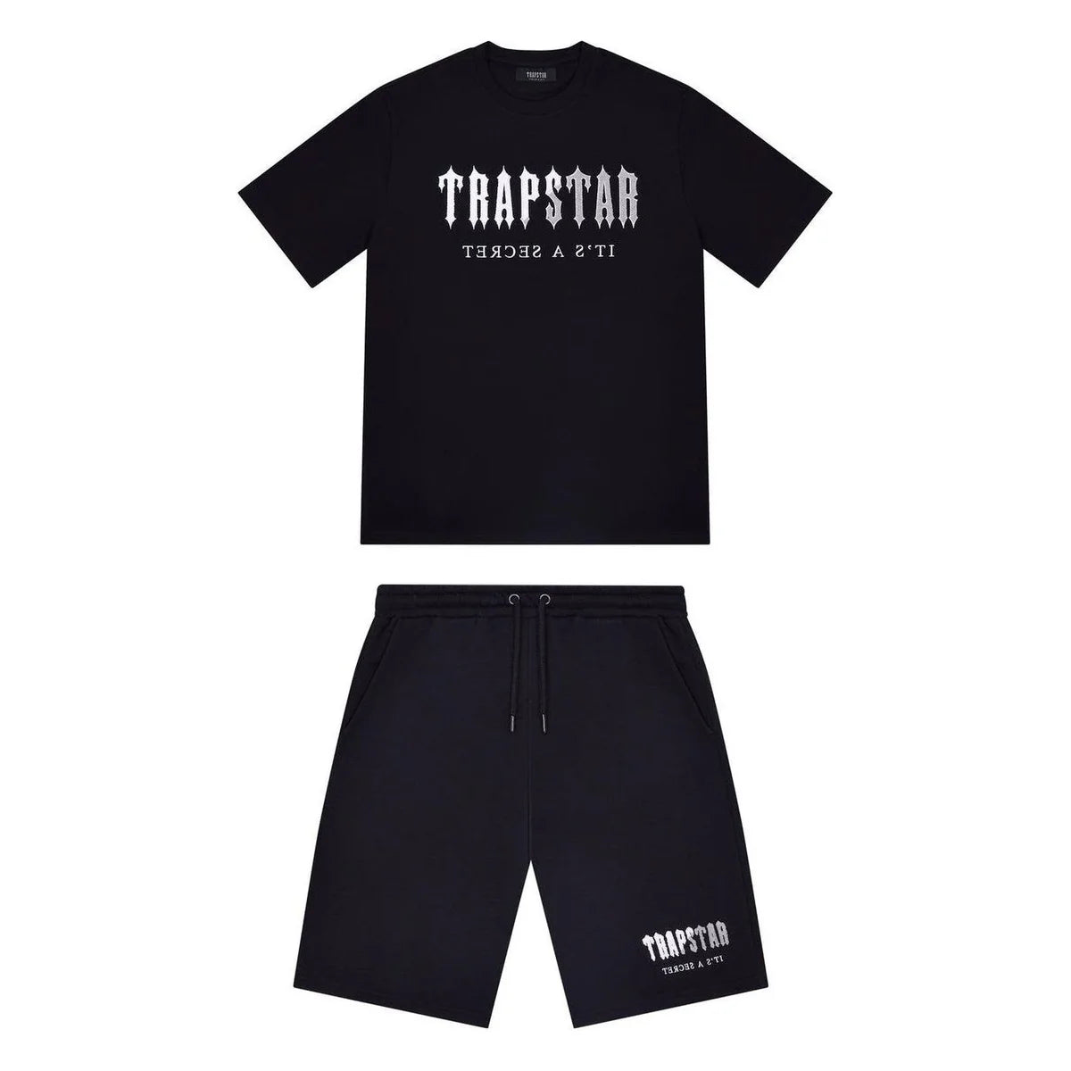 Trapstar Chenille Decoded Short Set - Black/Grey