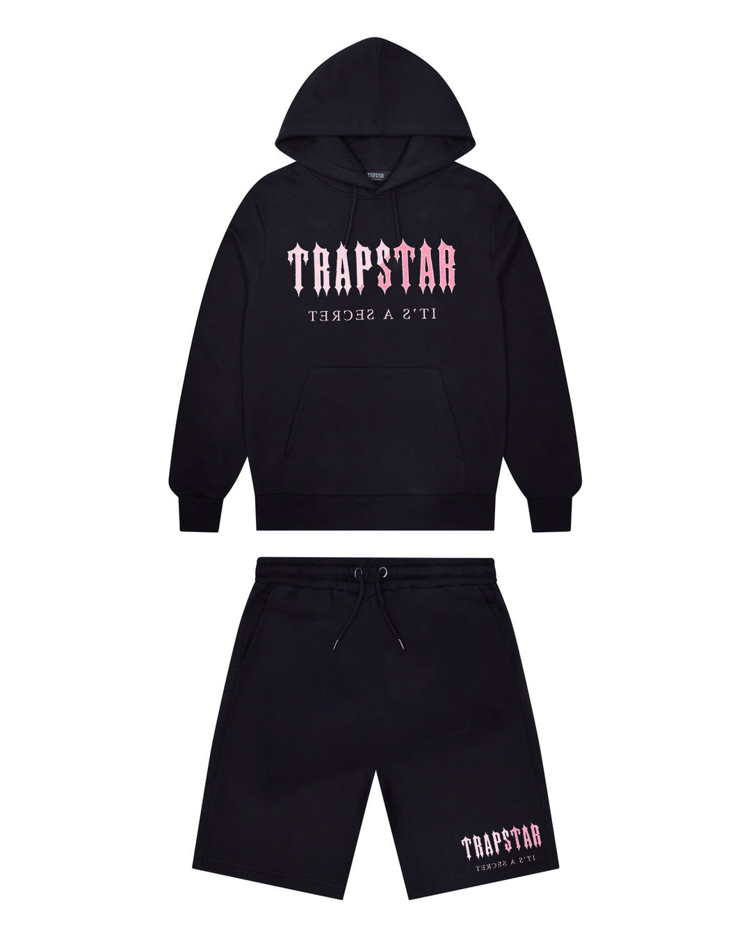 Trapstar Decoded Chenille Hoodie Set - Black/Pink