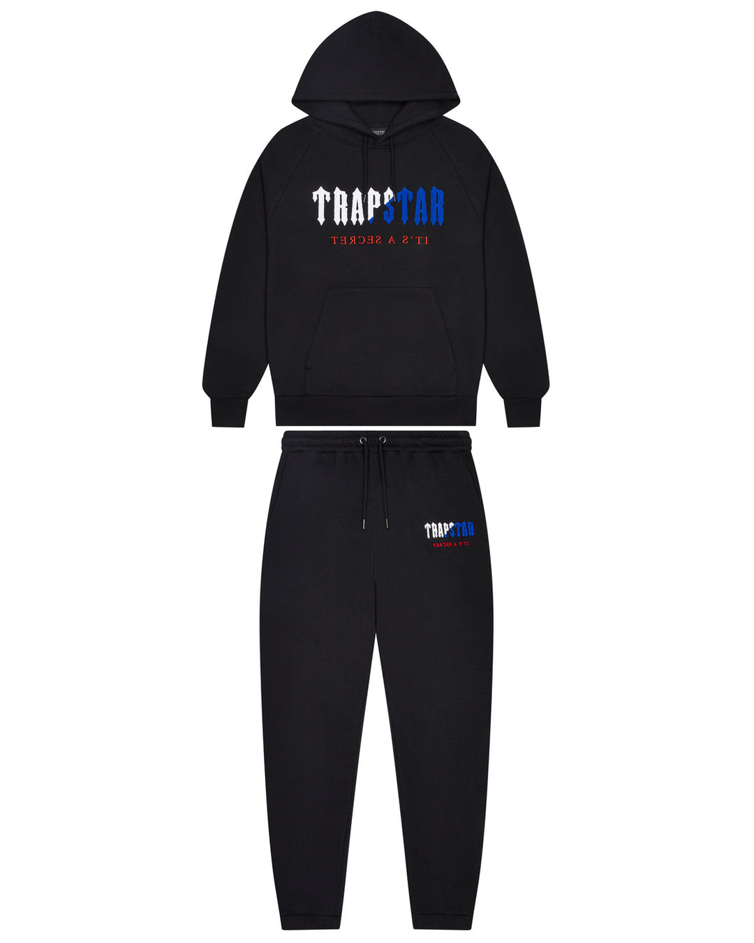 Trapstar Decoded Chenille Hooded Tracksuit - Black/Blue/Red