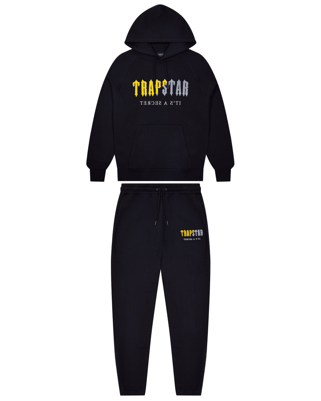 Trapstar Decoded Chenille Hooded Tracksuit - Black/Yellow