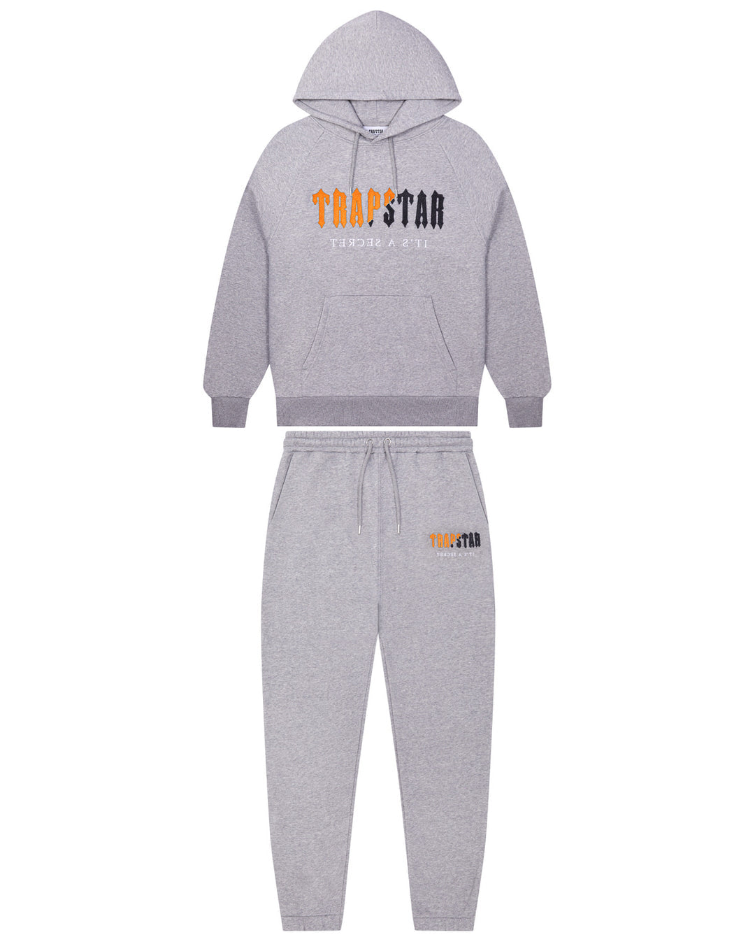 Trapstar Decoded Chenille Hooded Tracksuit - Grey/Orange