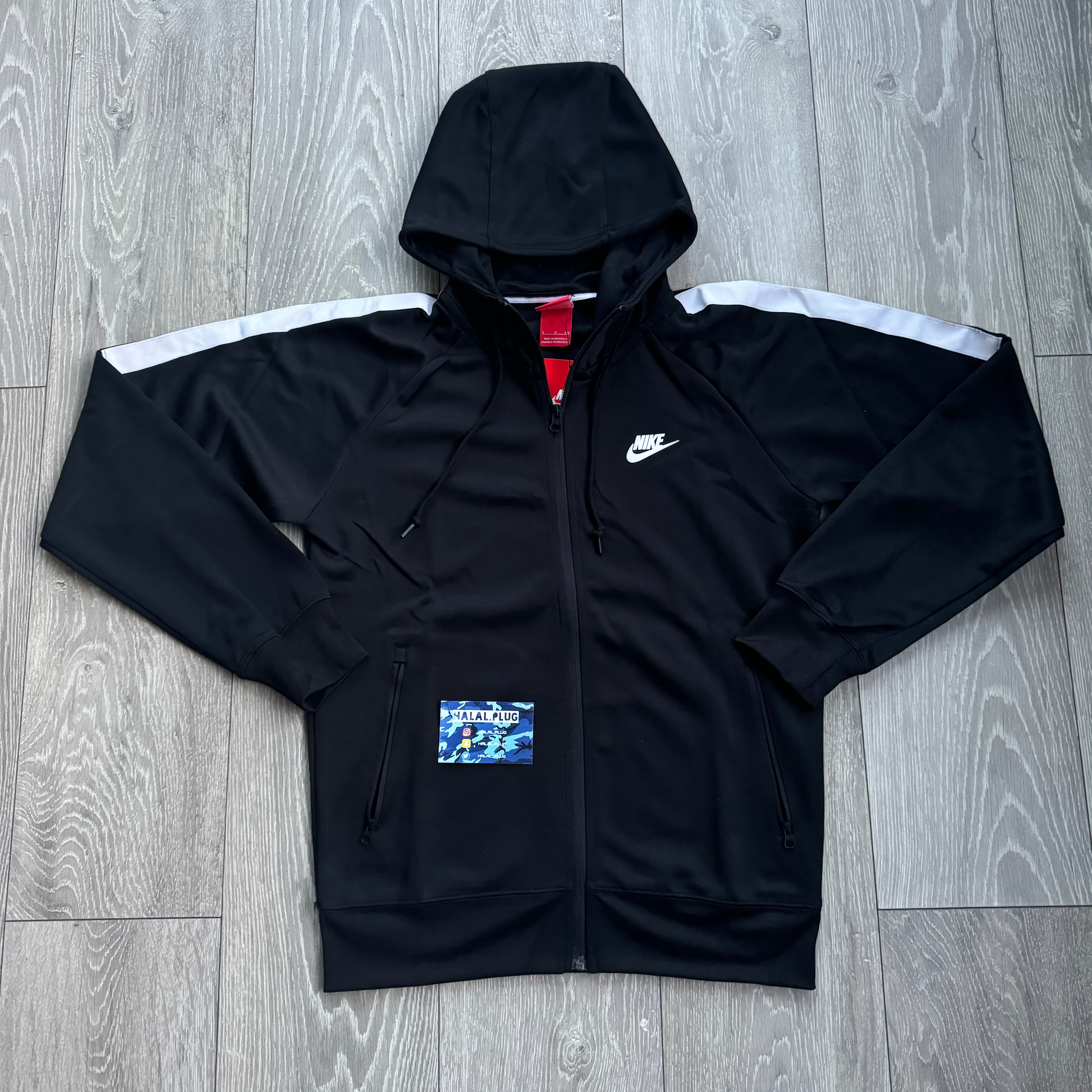 nike tribute tracksuit black and pink